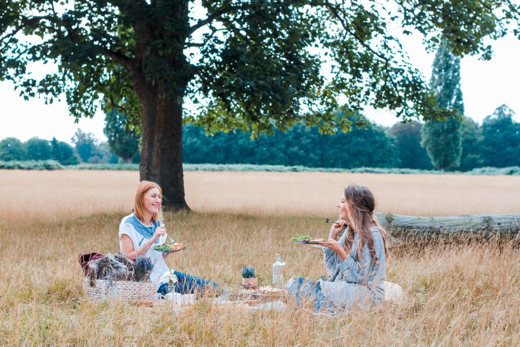 friends connecting outdoors